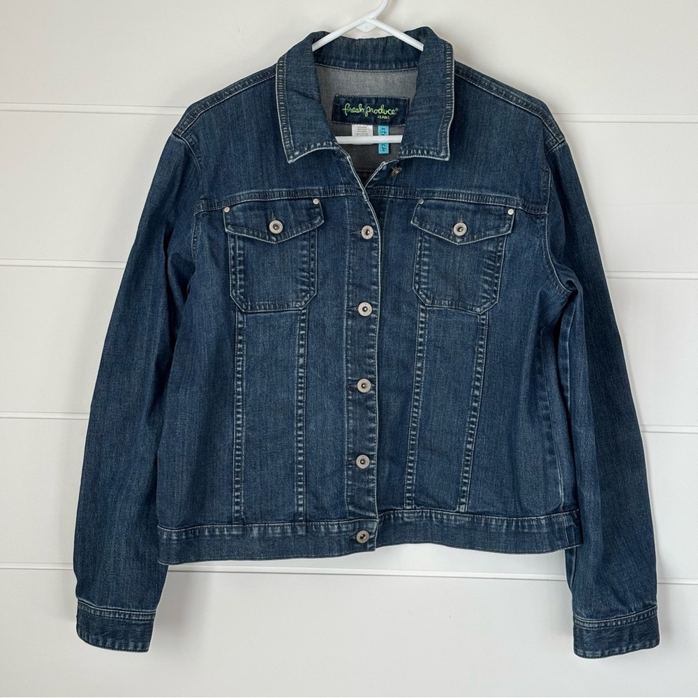Fresh Produce Women's Denim Dark Blue Jean Jacket Size Large
